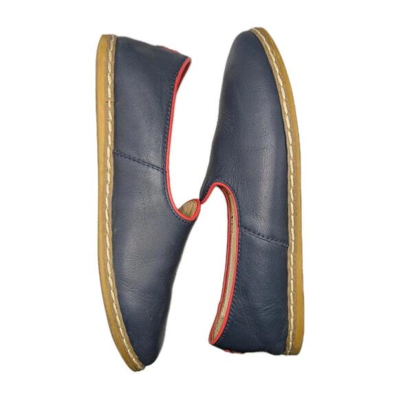 CHARIX NAVY & RED TRIM LEATHER FLAT SHOES SZ 41/US 10 MADE IN ISTANBUL - Picture 6 of 9
